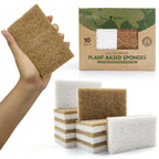 Natural Kitchen Sponges for Dishes, Non-Scratch Cellulose Scrub Pads in White Rectangular Packs