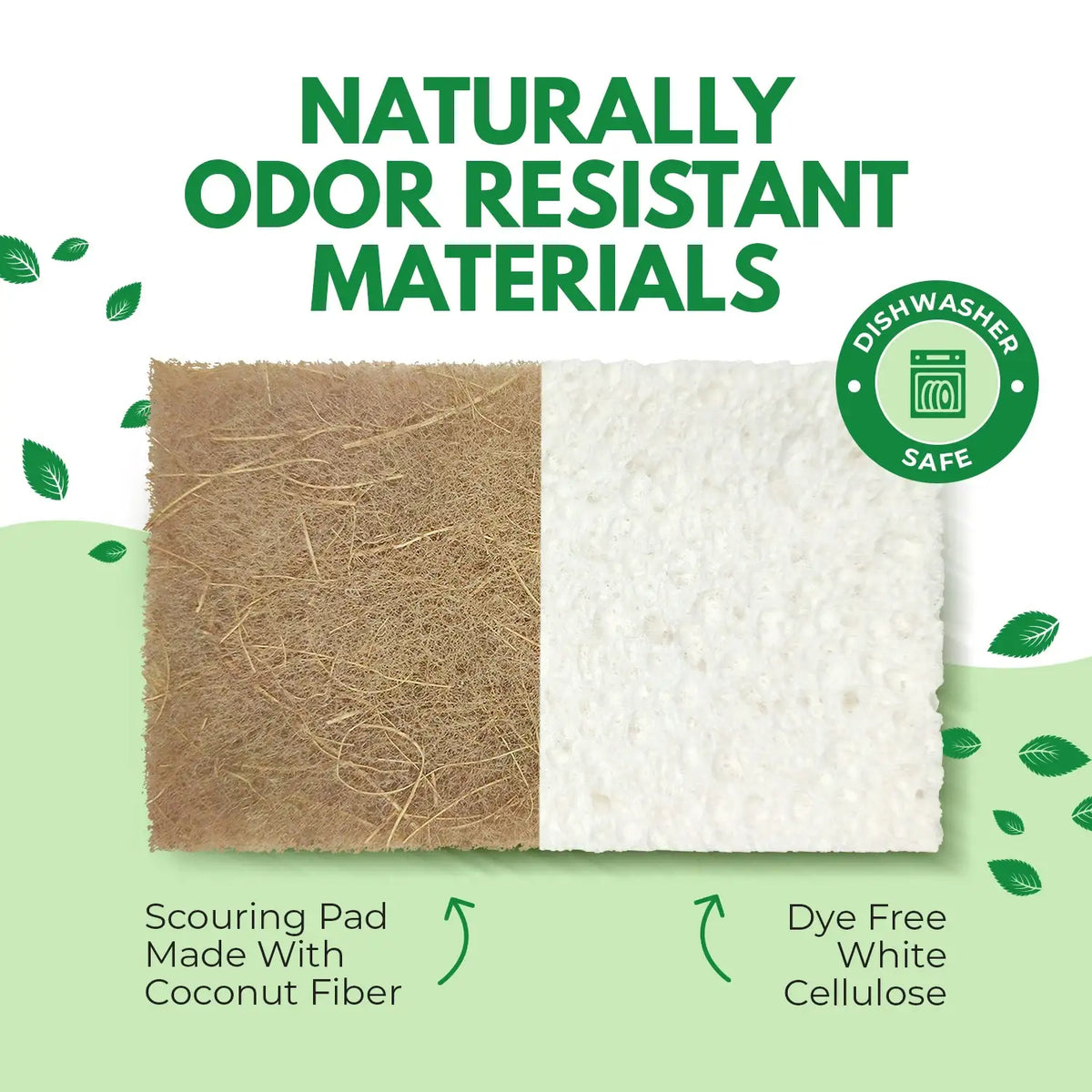 Natural Kitchen Sponges for Dishes, Non-Scratch Cellulose Scrub Pads in White Rectangular Packs