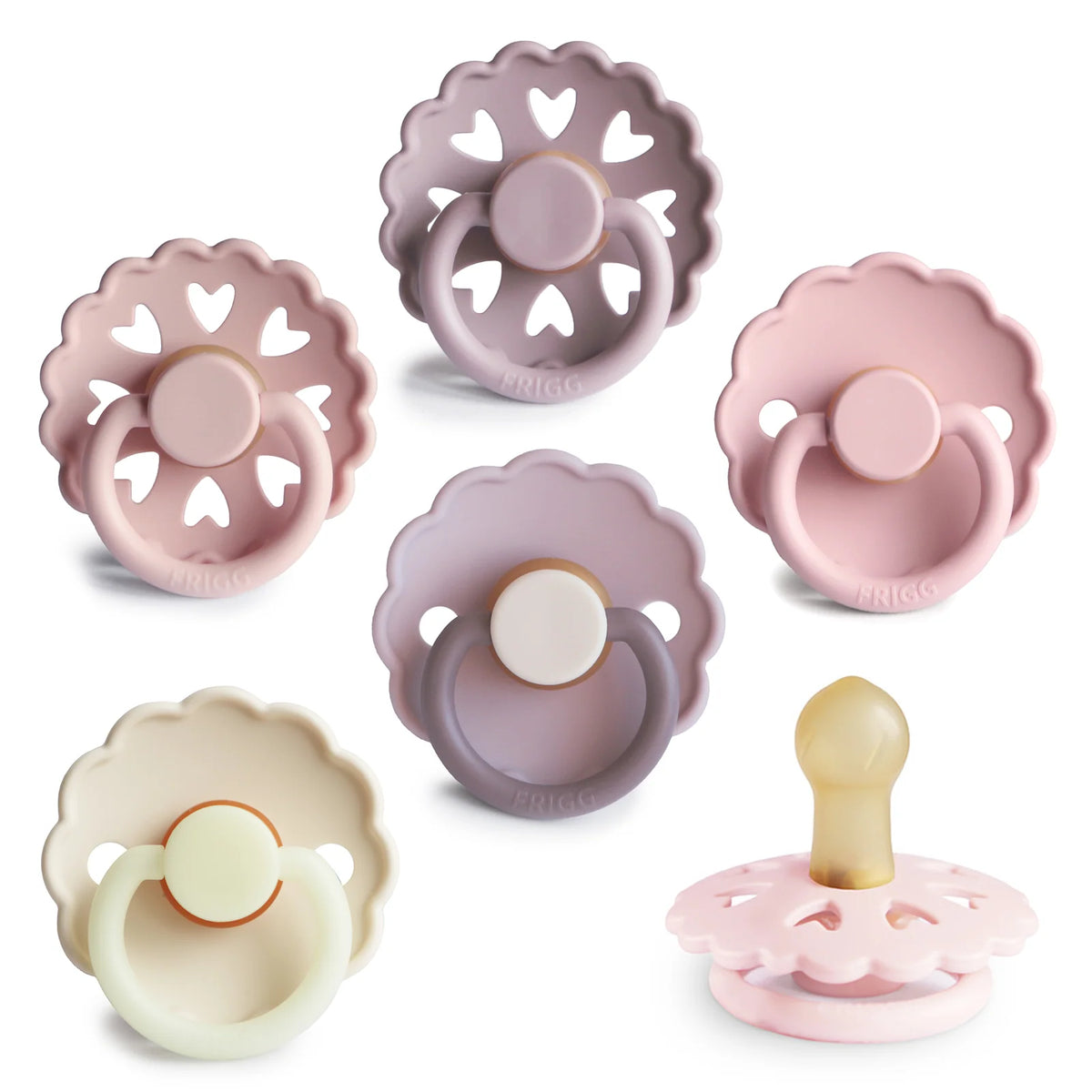 Natural Rubber Pacifier 6-Pack in Curated Color Palettes, Blooming Love-0-6 Months