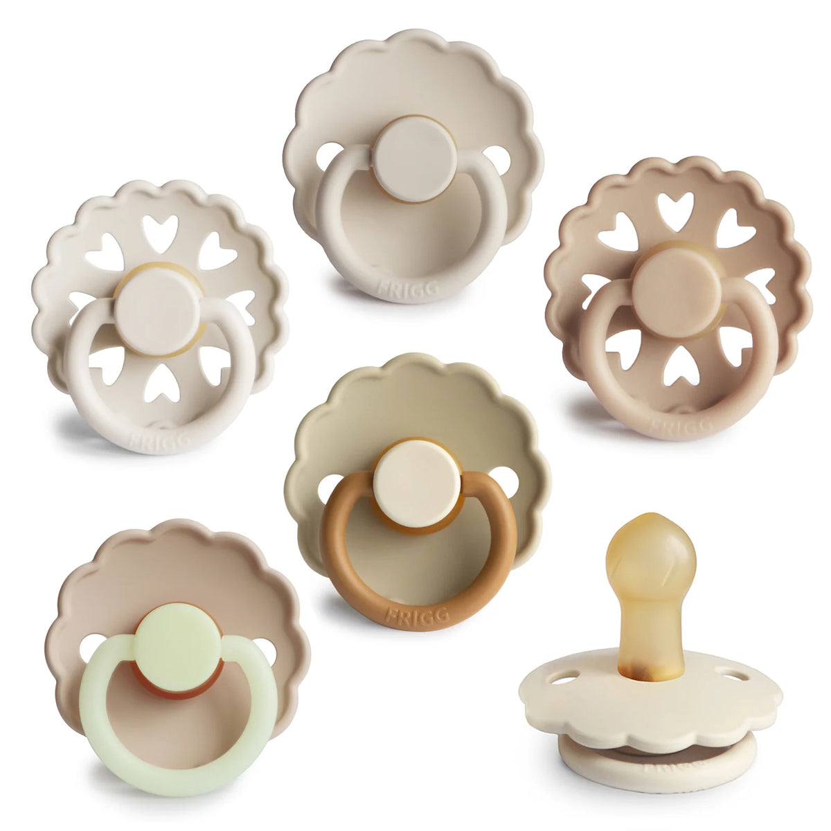 Natural Rubber Pacifier 6-Pack in Curated Color Palettes, Cinnamon Charm-0-6 Months