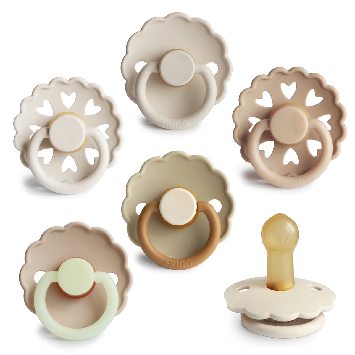 Natural Rubber Pacifier 6-Pack in Curated Color Palettes, Cinnamon Charm-6-18 Months