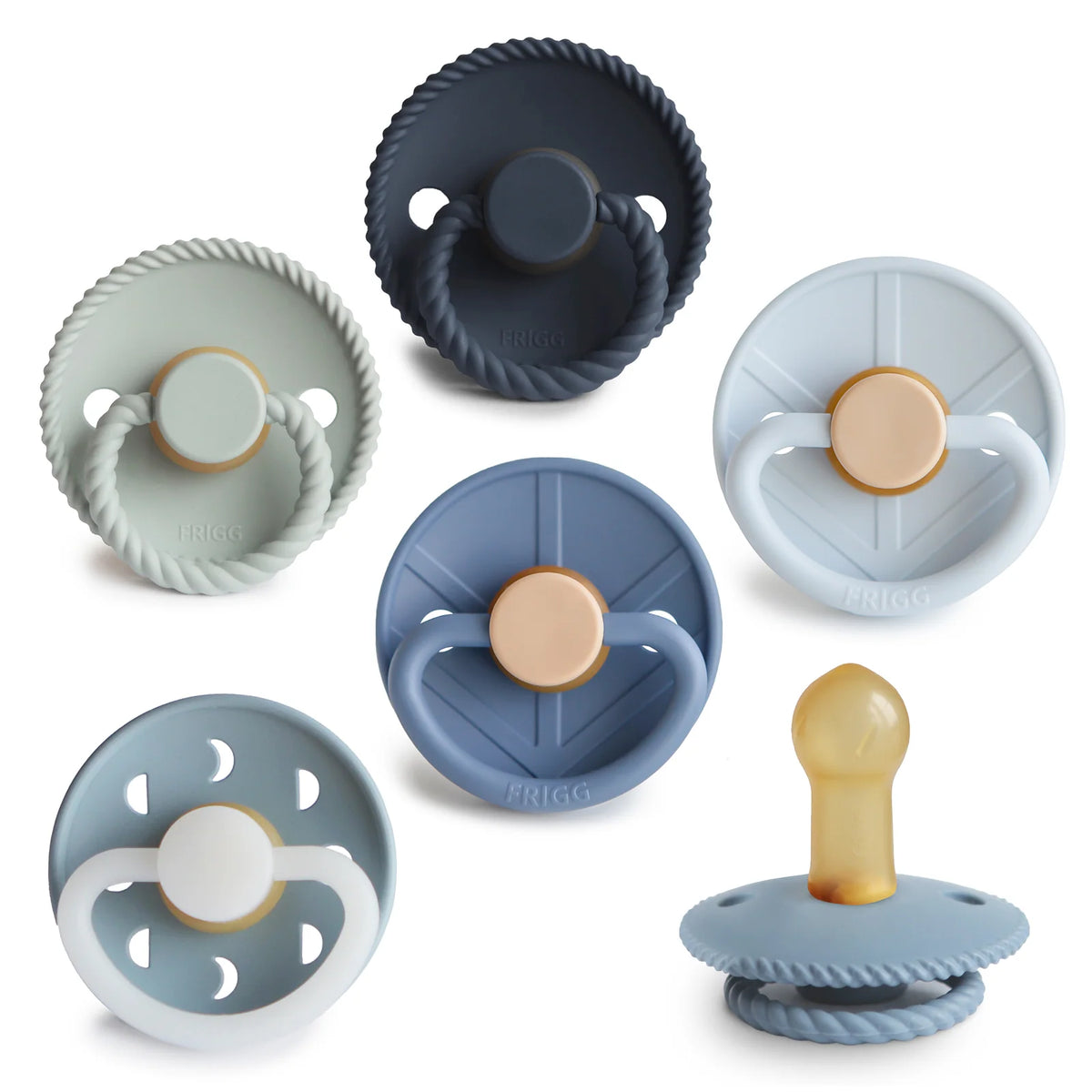 Natural Rubber Pacifier 6-Pack in Curated Color Palettes, Endless Sea-6-18 Months