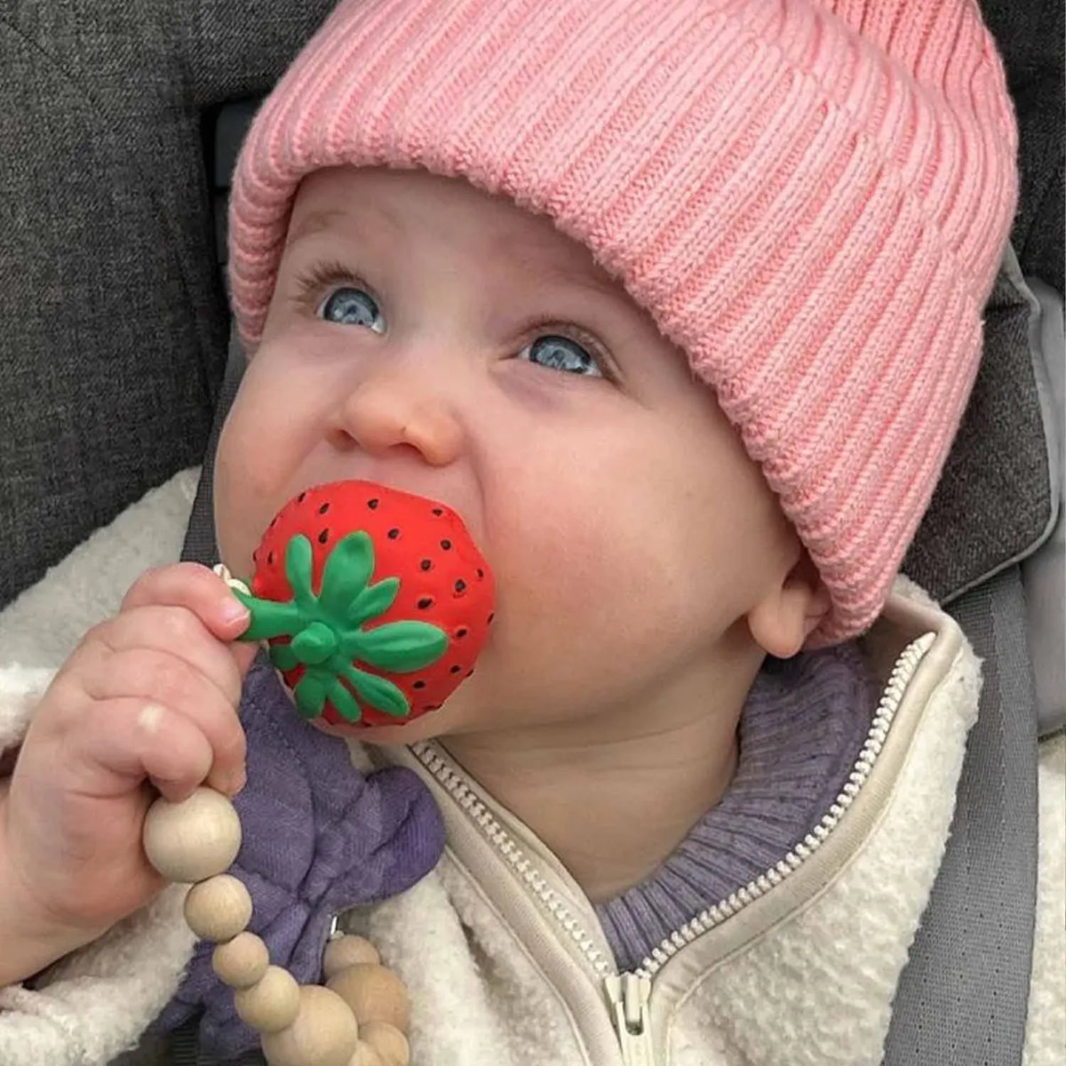 Natural Rubber Strawberry Baby Teether