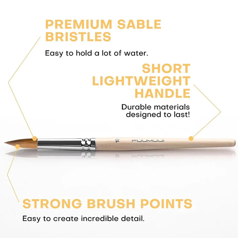 Natural Sable Watercolor Brushes, 6-Piece Retractable Travel Set with Wood Finish and Protective Case