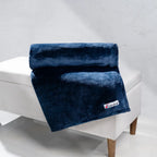 Navy Fleece Blanket in Plush Spun Polyester