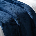 Navy Fleece Blanket in Plush Spun Polyester