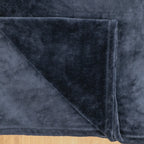 Navy Fleece Blanket in Plush Spun Polyester