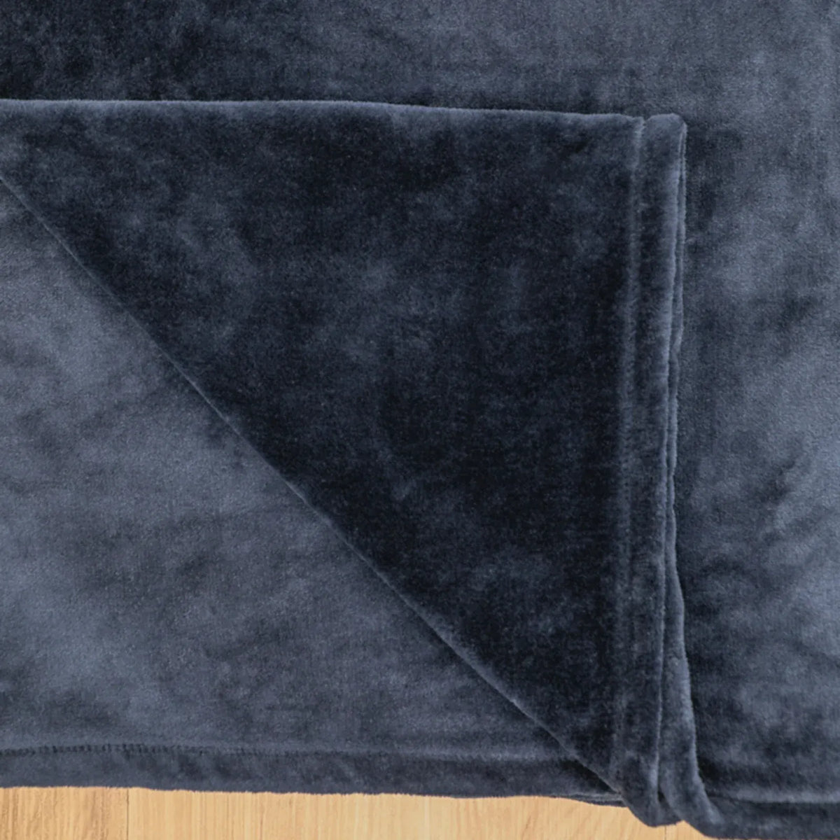 Navy Fleece Blanket in Plush Spun Polyester