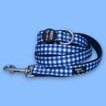 Navy Gingham Dog Leash with Neoprene Padding, 152 cm Length and Three Width for Daily Walks