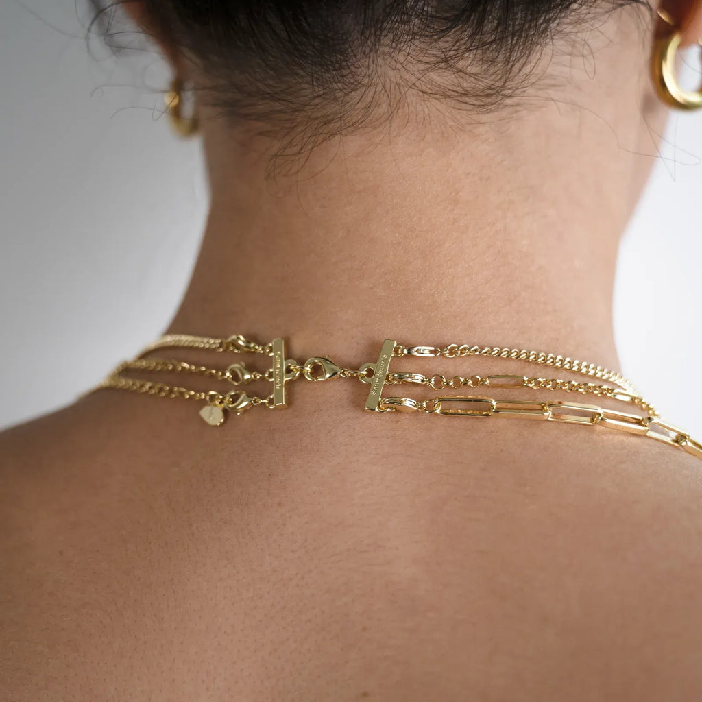 Necklace Layering Clasp for Stacking Up to 3 Chains in Gold, Silver, or Rose Gold Finishes