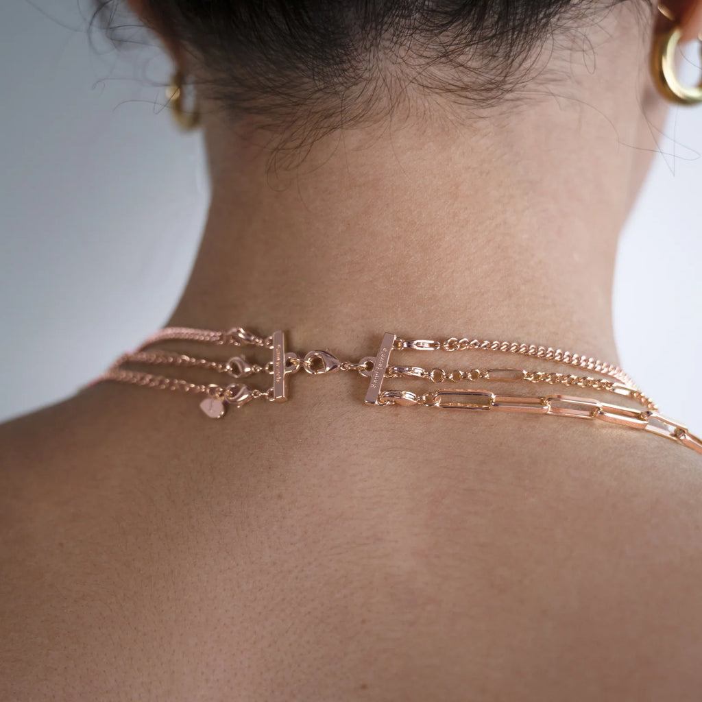 Necklace Layering Clasp for Stacking Up to 3 Chains in Gold, Silver, or Rose Gold Finishes