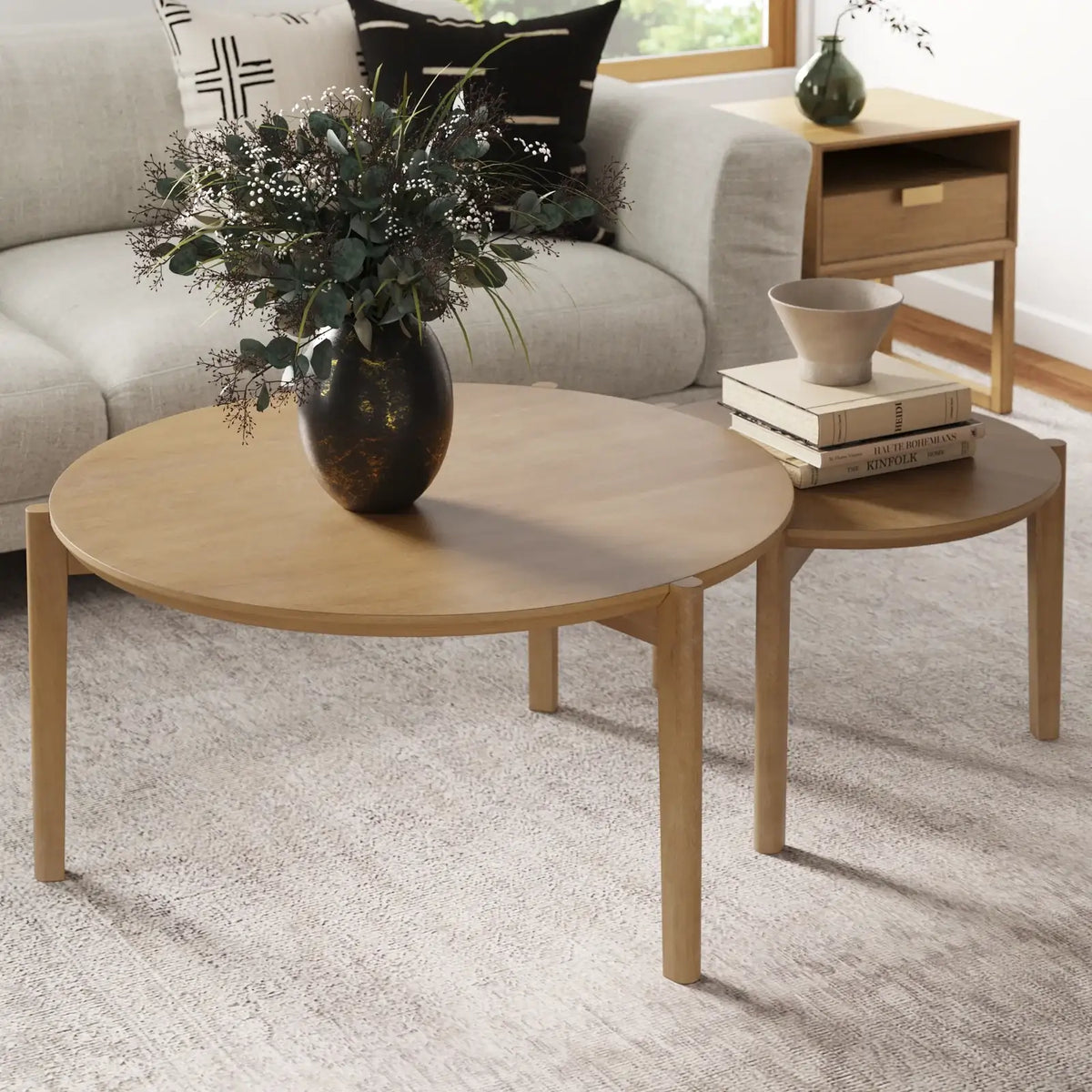 Nesting Coffee Table Set, Light Brown
