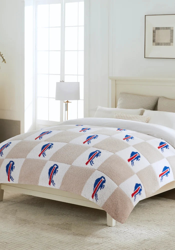 Neutral Check Knit Throw Blanket, 50 x 70 Inch Oversized NFL Team Design for Game Day Comfort and Everyday Home Decor