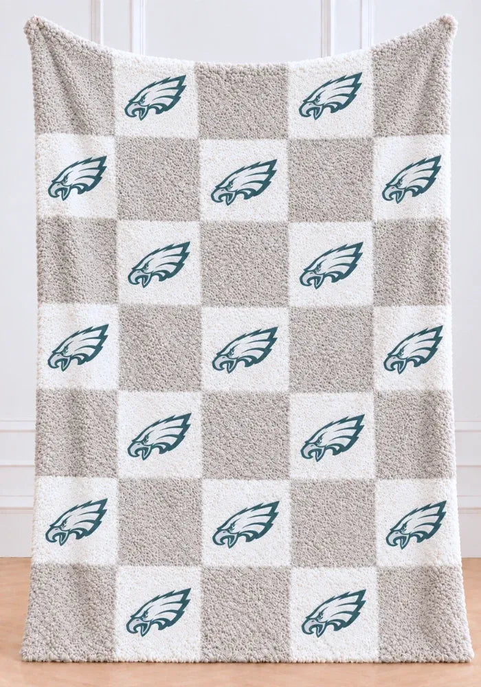 Neutral Check Knit Throw Blanket, 50 x 70 Inch Oversized NFL Team Design for Game Day Comfort and Everyday Home Decor