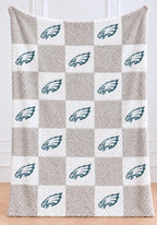 Neutral Check Knit Throw Blanket, 50 x 70 Inch Oversized NFL Team Design for Game Day Comfort and Everyday Home Decor
