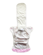Newborn All-in-One Cloth Diaper with Six-Layer Bamboo Viscose Absorbency and an Umbilical Snap-Down Front