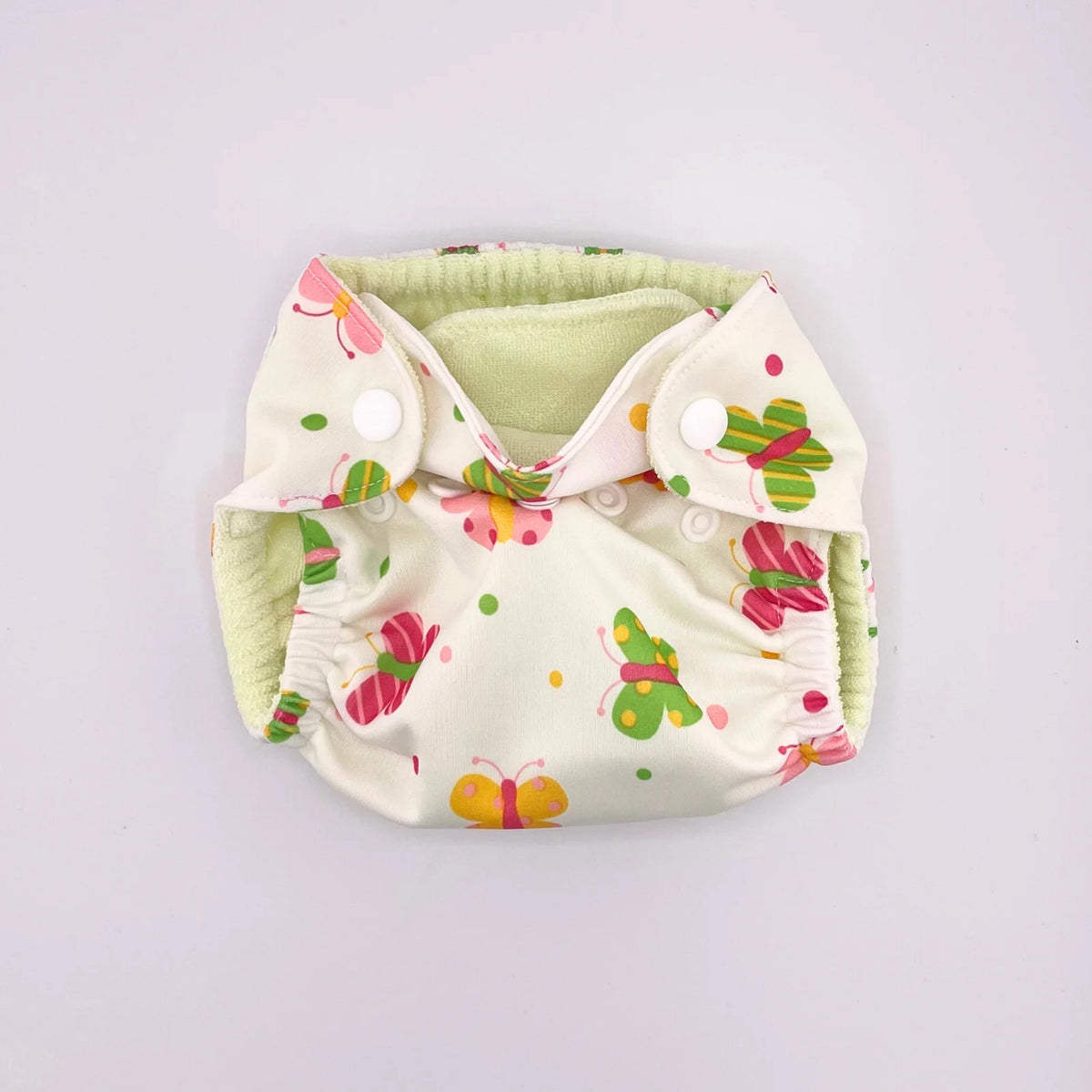 Newborn All-in-One Cloth Diaper with Six-Layer Bamboo Viscose Absorbency and an Umbilical Snap-Down Front