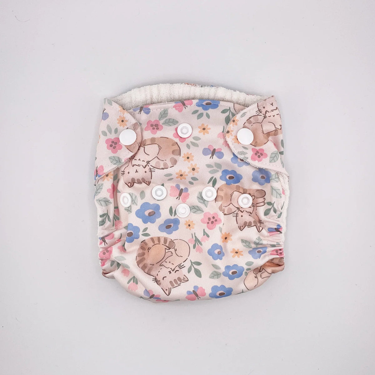 Newborn All-in-One Cloth Diaper with Six-Layer Bamboo Viscose Absorbency and an Umbilical Snap-Down Front — Mama Cat