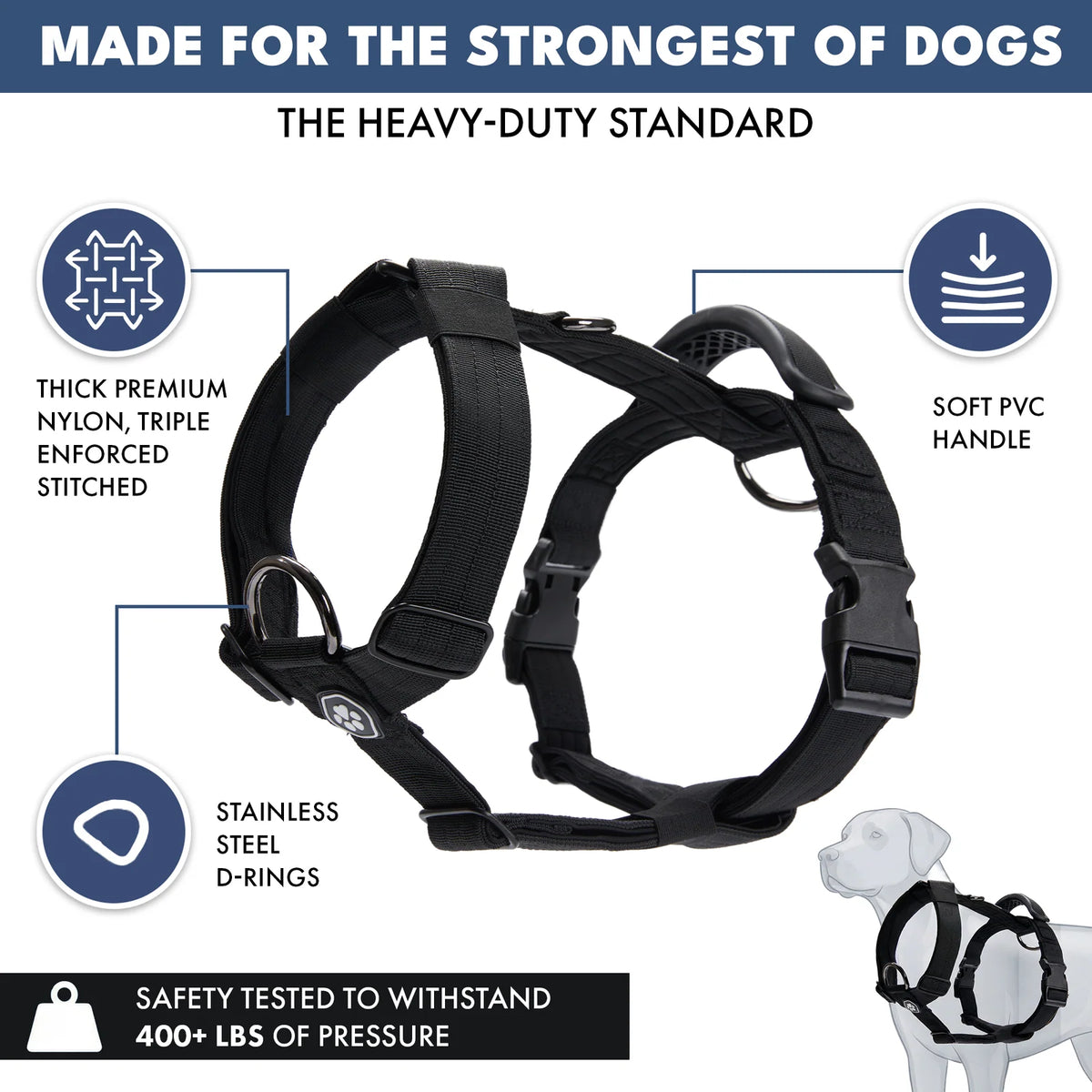 No-Pull Dog Harness and Leash Set with Adjustable Chest Fit, Multi-Use D-Rings and Waste Bag Carrier