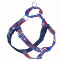 No-Pull Dog Harness in Blue Graffiti Design with Recycled Webbing and a Velvet-Lined Chest Strap