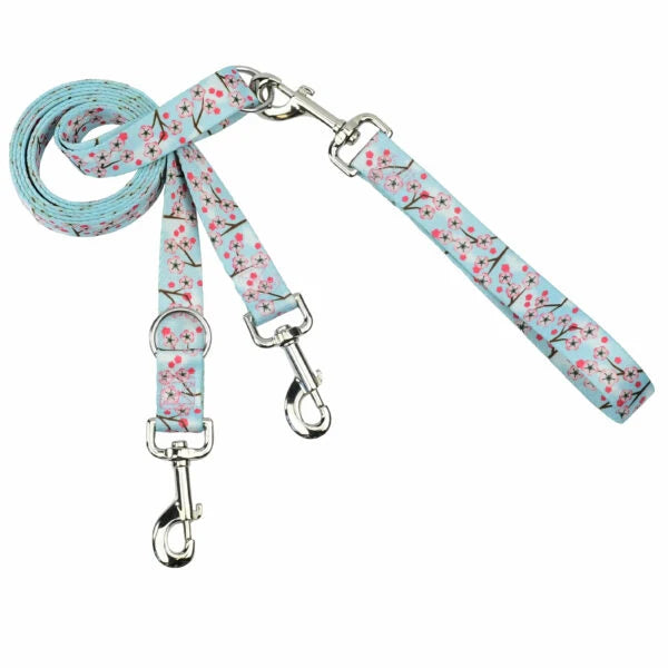 No-Pull Dog Harness in Cherry Blossoms Design with Recycled Webbing and a Velvet-Lined Chest Strap