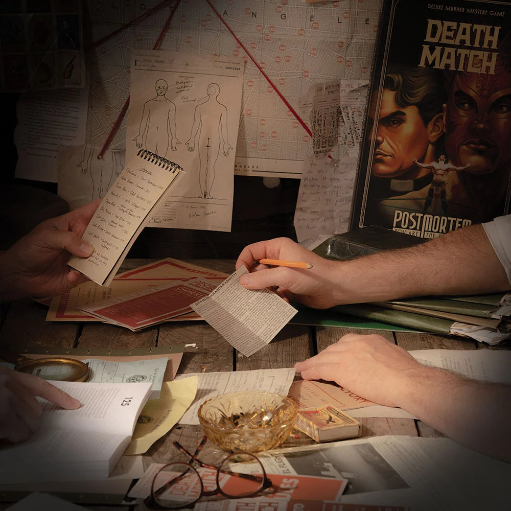 Noir Murder Mystery Game for 1–6 Detectives, 3–4 Hour Post Mortem Sleuthing Experience for Ages 14+