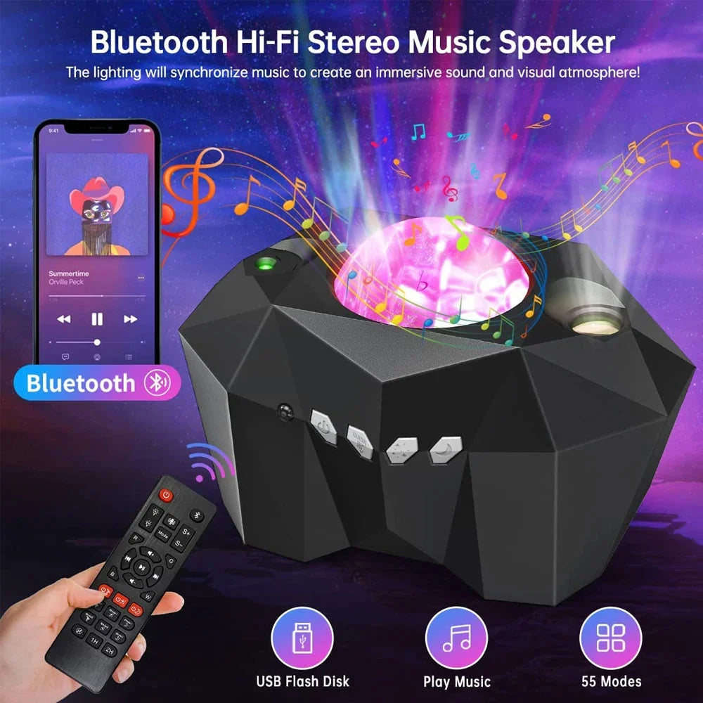 Northern Lights Galaxy Star Projector with App Scenes, Sound Reactive Motion, Timers and Adjustable Brightness