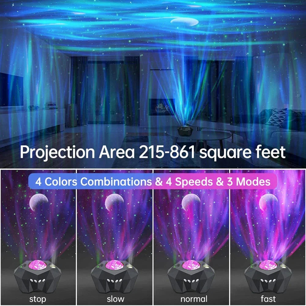 Northern Lights Galaxy Star Projector with App Scenes, Sound Reactive Motion, Timers and Adjustable Brightness