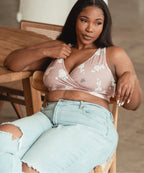 Nursing Bra with Pull-to-Side Access, Soft Bamboo Stretch Fabric and Seamless Cup-Free Coverage for Motherhood