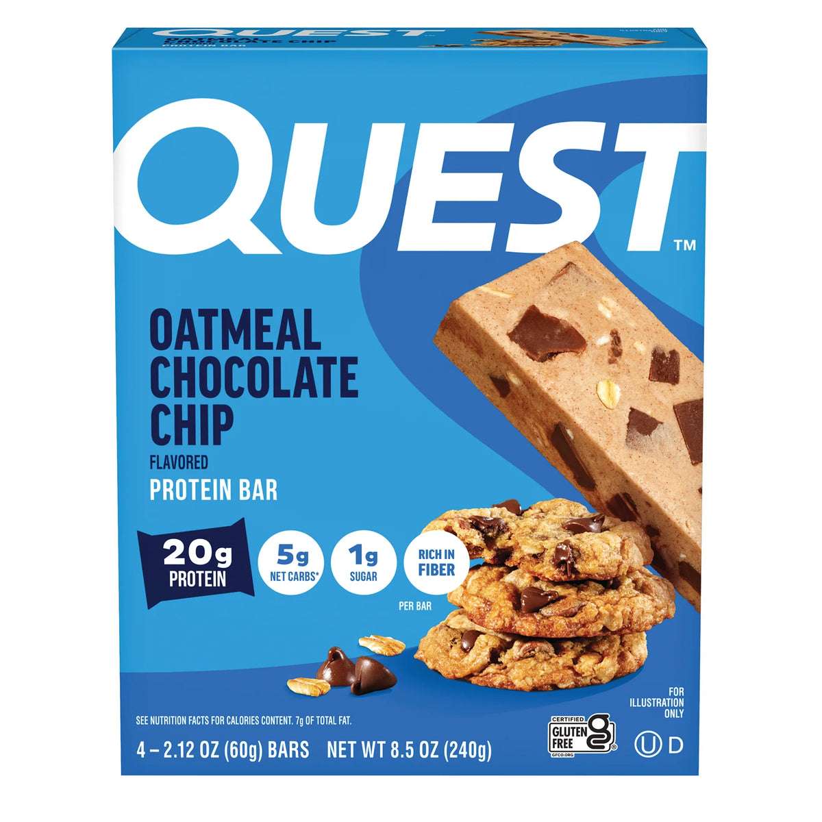 Oatmeal Chocolate Chip Protein Bars, 4 Count Box