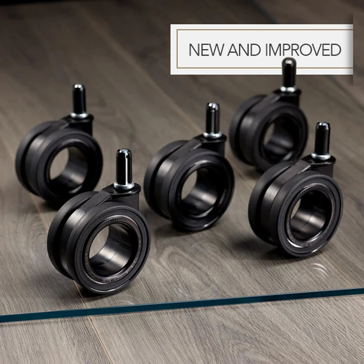 Office Chair Wheels Set of 5 in Flat Black