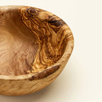 Olive Wood Salad Bowl for Fruit and Table Serving, Handcrafted Grain Design in 22 cm or 24 cm Sizes