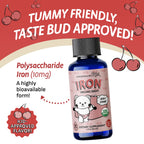 Organic Cherry-Flavored Liquid Iron Drops for Babies, Toddlers, and Kids with Tummy-Friendly Daily Support