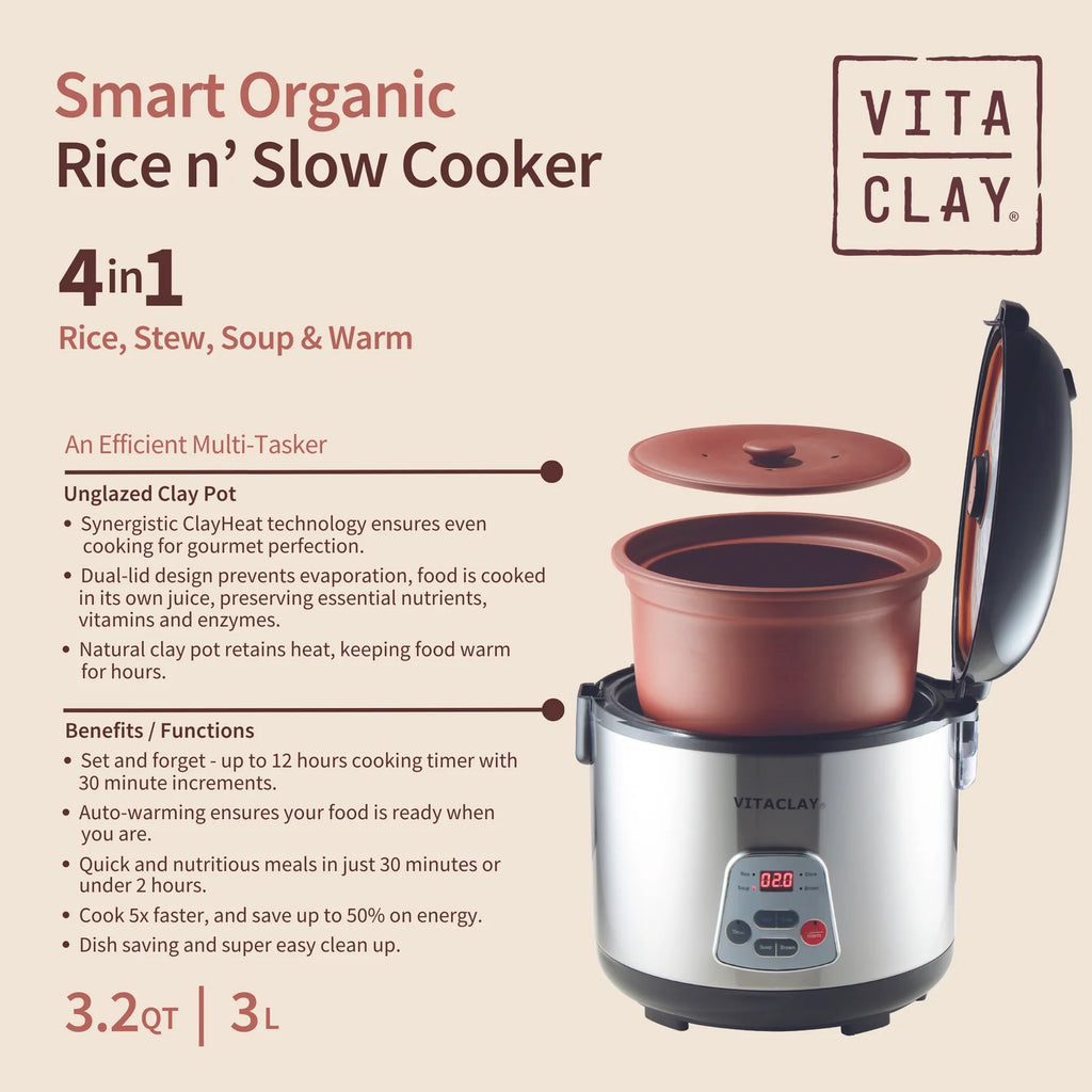 Organic Clay Rice Cooker and Slow Cooker