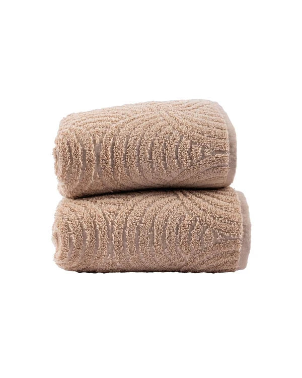 Organic Cotton Bath Towel Set, 2-Pack Straw Sand Art Design with Raised Terry Texture and Double-Edge Stitching