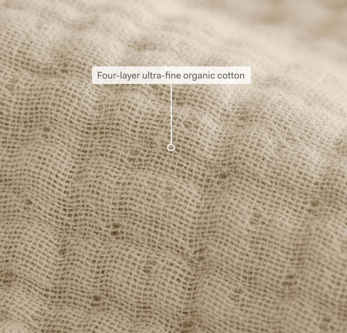 Organic Cotton Bed Blanket in Sand with Four Ultra-Fine Layers and a Subtle Tonal Gradient Finish
