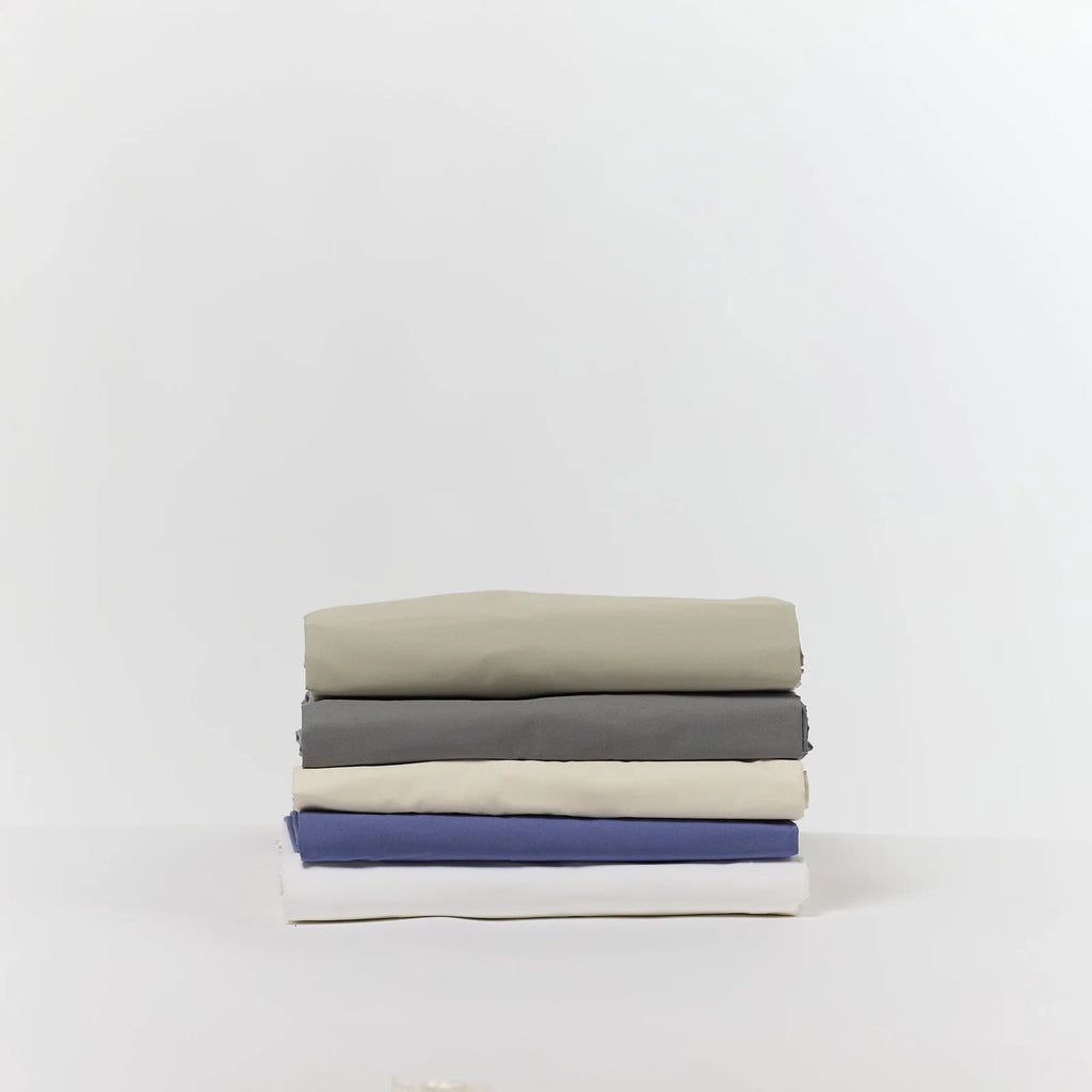 Organic Cotton Percale Sheet Set with Crisp Breathable Feel and Color-Coded Bands for Twin to California King Beds