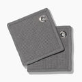 Organic Cotton Pot Holders, 2-Pack Waffle Knit Grey Heat-Resistant Kitchen Helpers with Hanging Rings