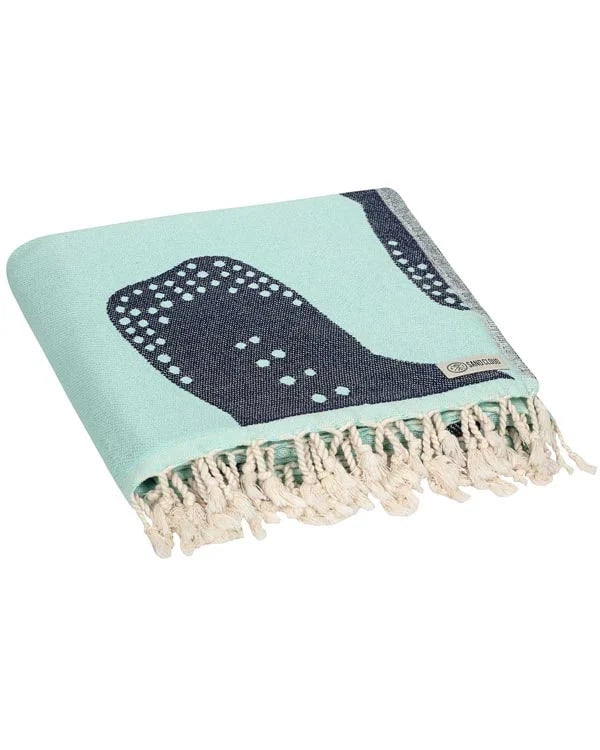 Organic Cotton Shark Pattern Throw Blanket, Seaglass Jacquard