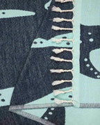 Organic Cotton Shark Pattern Throw Blanket, Seaglass Jacquard