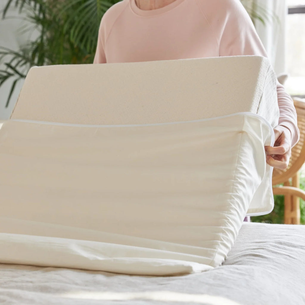 Organic Cotton Wedge Pillowcase with 400 Thread Count Sateen Finish in Natural or White · organic wedge pillowcase