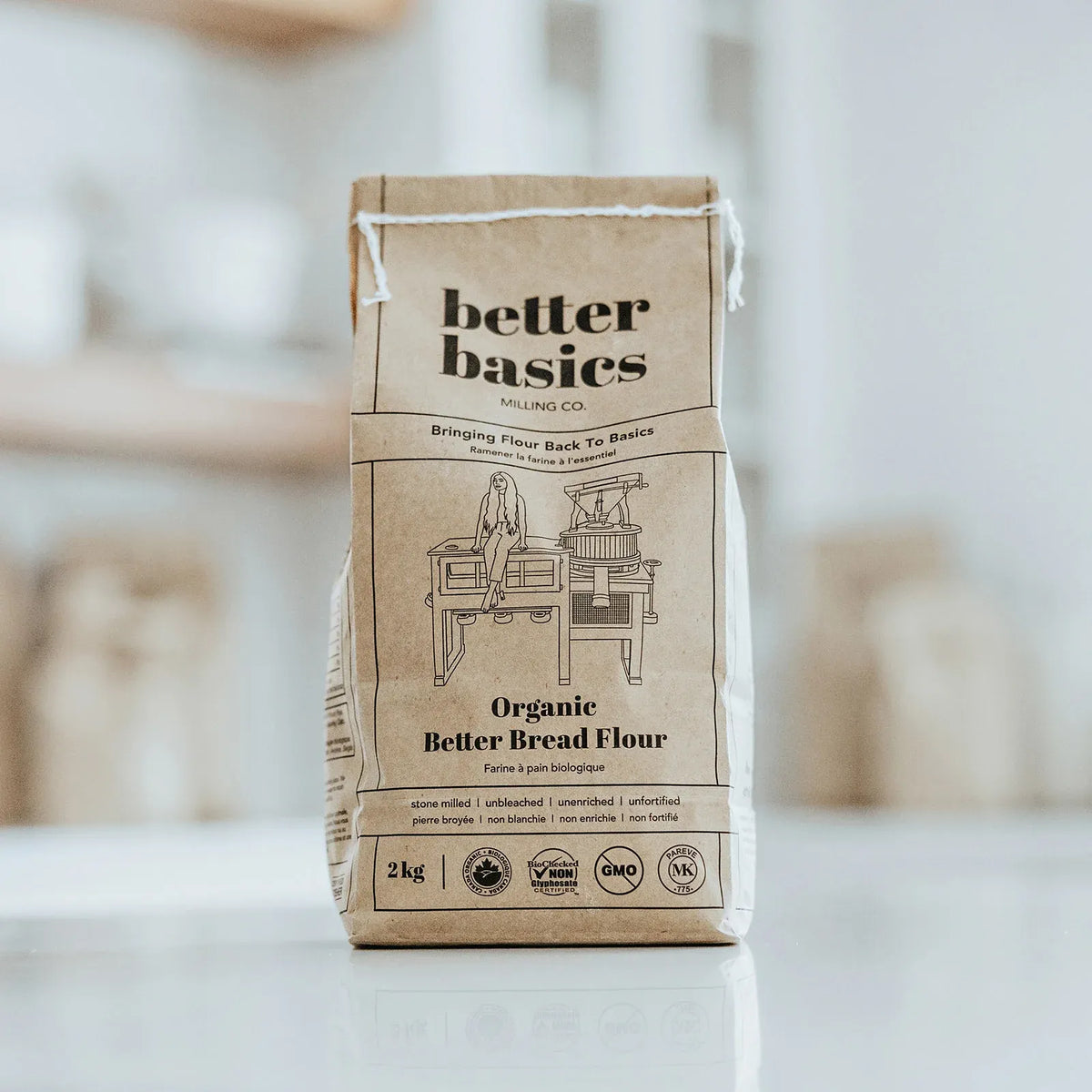 Organic Hard Red Spring Wheat Bread Flour, Lightly Sifted Stone Milled for Sourdough and Everyday Baking — 2kg