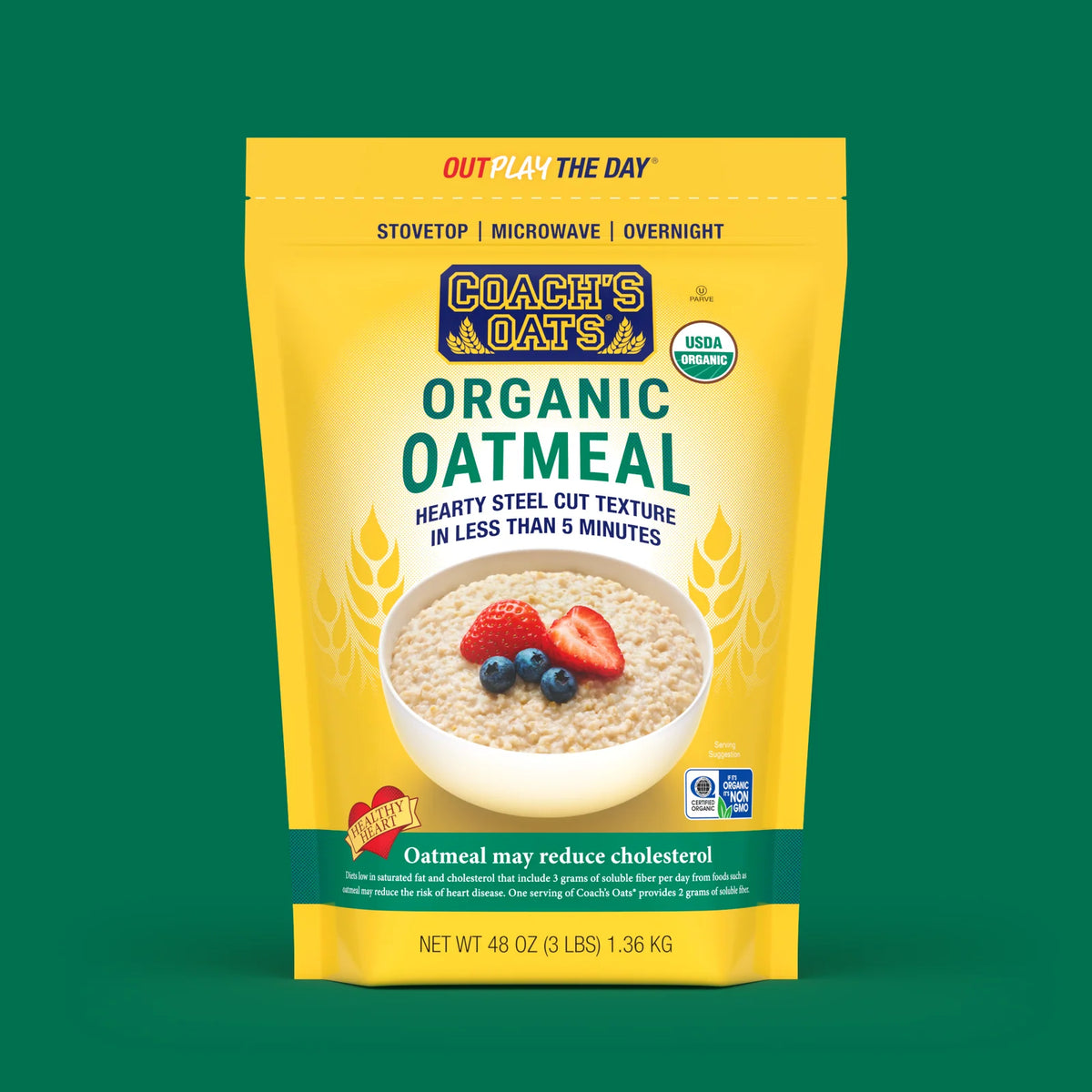 Organic Oatmeal, 48 oz Cracked and Toasted Oats