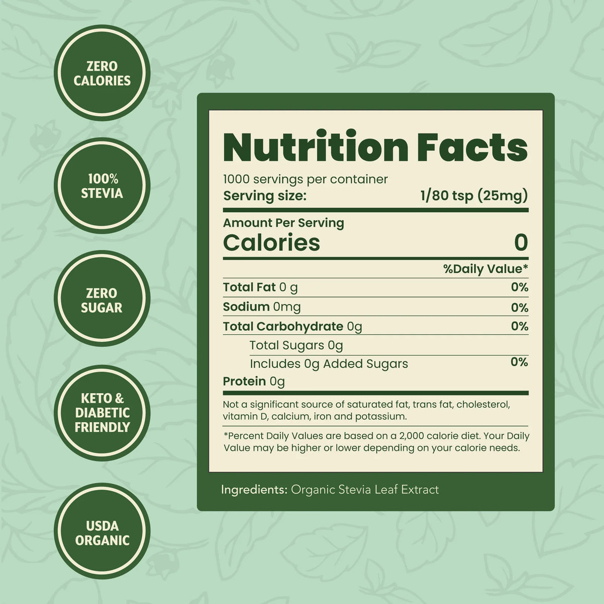 Organic Stevia Leaf Extract Sweetener