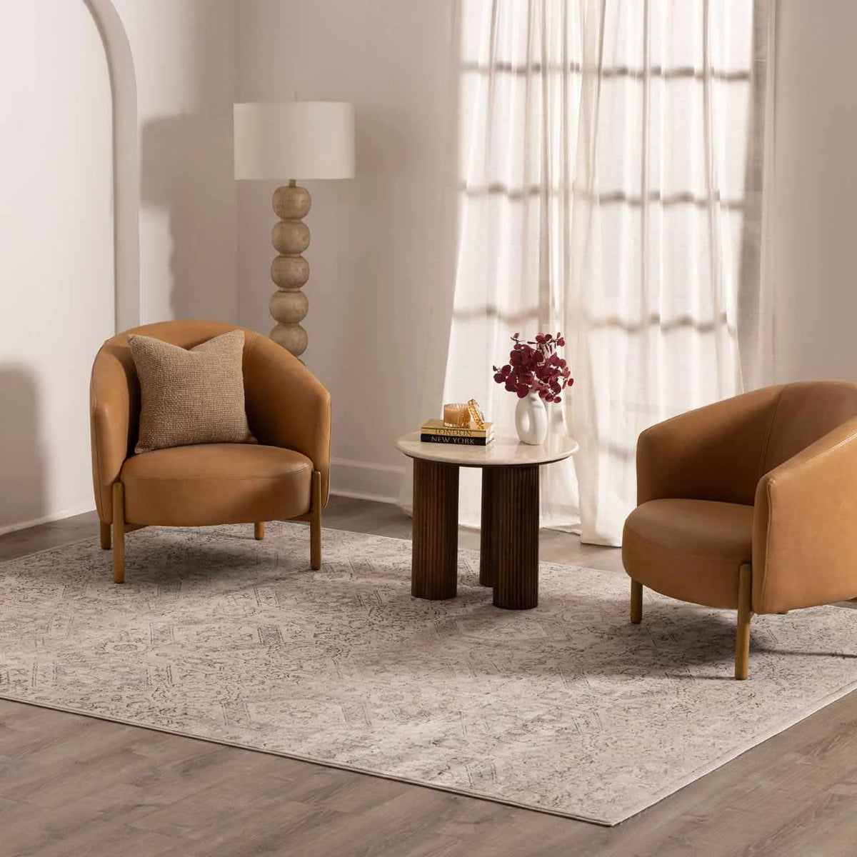 Oriental Area Rug in Moroccan Farmhouse Style, Machine-Woven