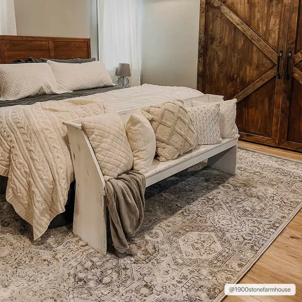 Oriental Area Rug in Moroccan Farmhouse Style, Machine-Woven