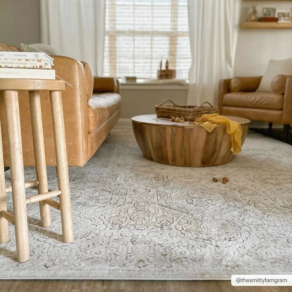 Oriental Area Rug in Moroccan Farmhouse Style, Machine-Woven