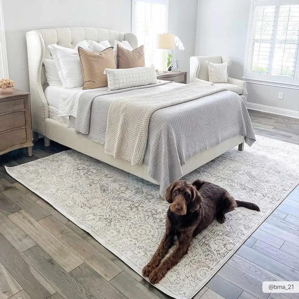 Oriental Area Rug in Moroccan Farmhouse Style, Machine-Woven