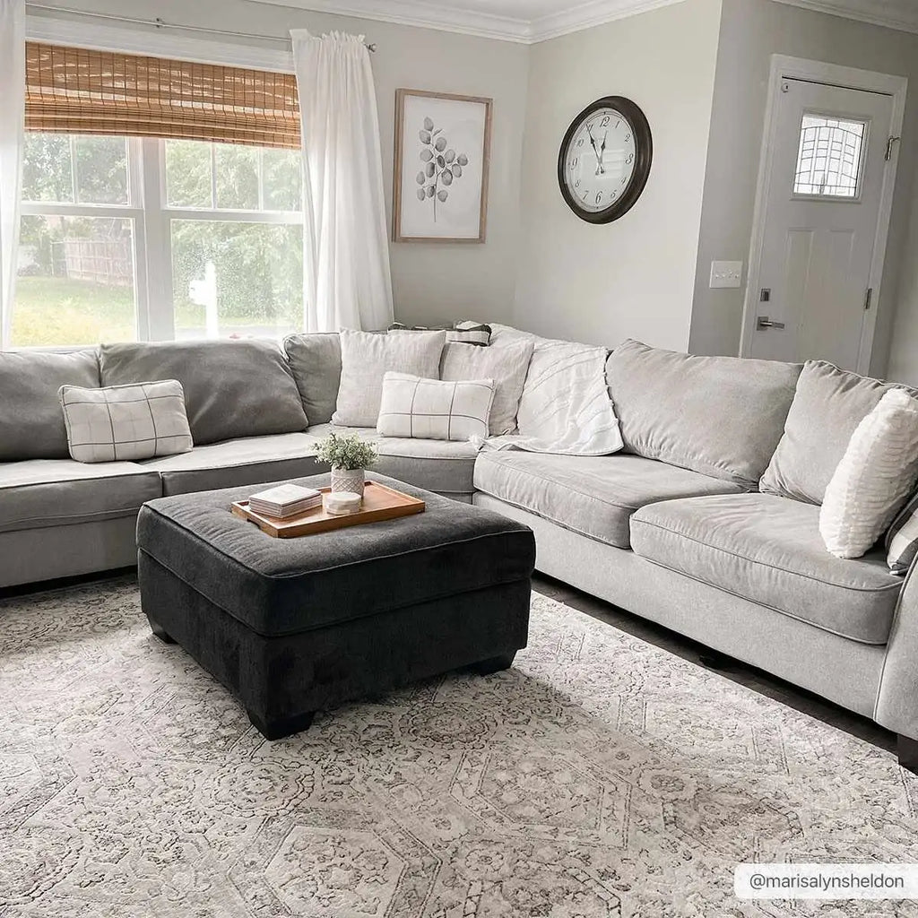 Oriental Area Rug in Moroccan Farmhouse Style, Machine-Woven