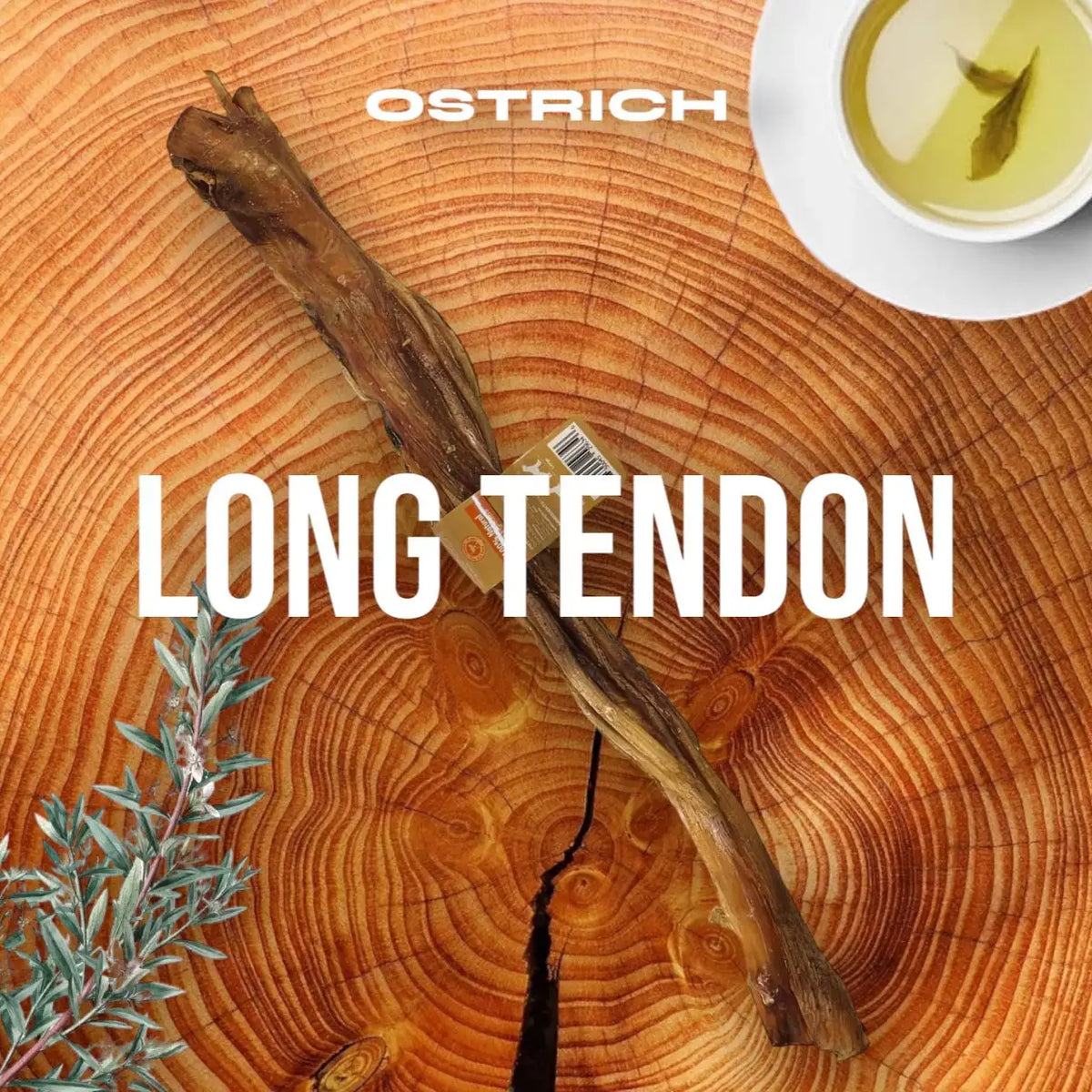 Ostrich Tendon Dog Chew in a Braided Long Format, Made from 100% Ostrich Tendons and Measuring 16 Inches